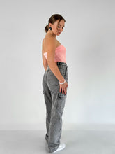 Grey Denim Cargo Pants